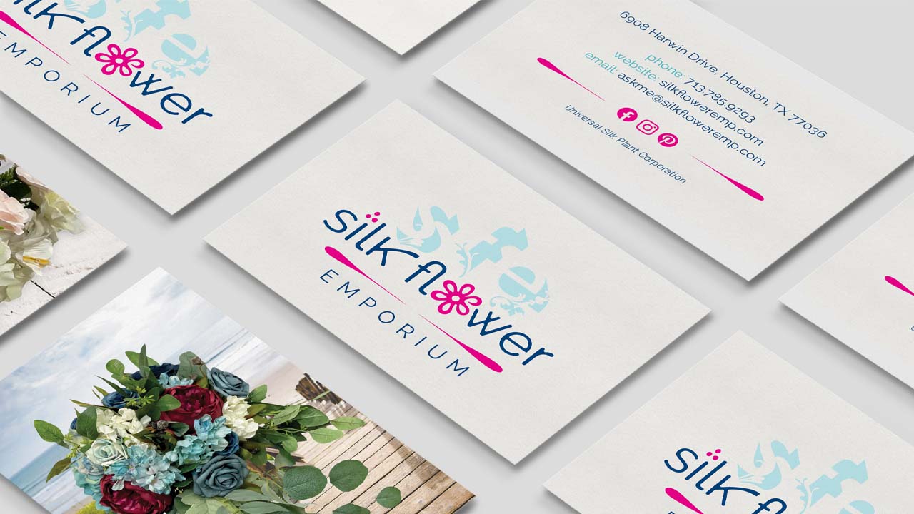 Silk flower emporium business cards designed by graphic matters